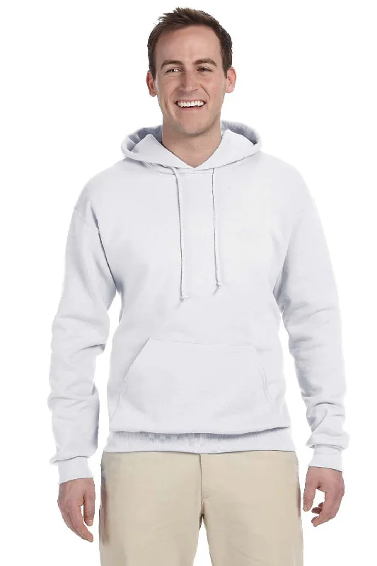 Jerzees Mens NuBlend Pill Resistant Fleece Hooded Sweatshirt Hoodie w/ Pouch Pocket - White