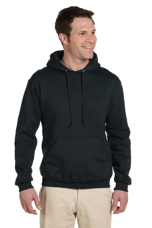 Jerzees Mens Super Sweats NuBlend Pill Resistant Fleece Hooded Sweatshirt Hoodie w/ Pouch Pocket - Black