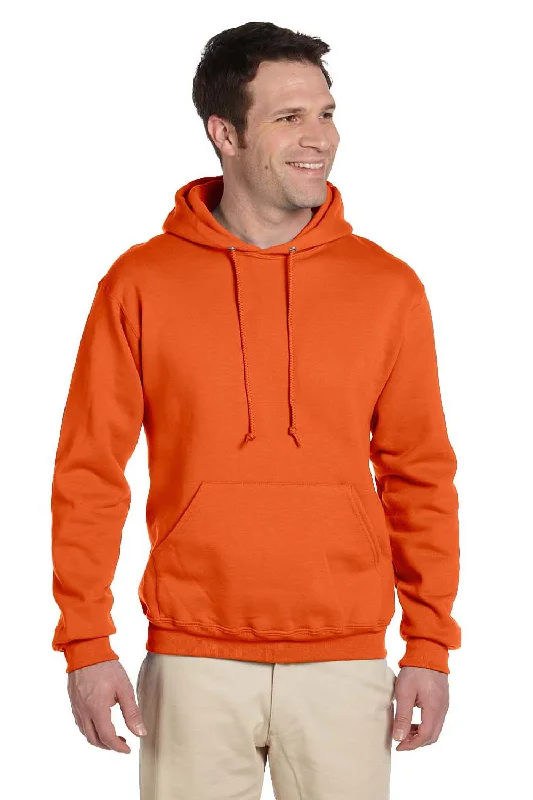 Jerzees Mens Super Sweats NuBlend Pill Resistant Fleece Hooded Sweatshirt Hoodie w/ Pouch Pocket - Safety Orange