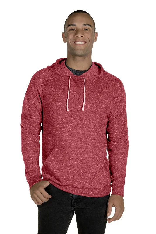 Jerzees Mens Vintage Snow French Terry Hooded Sweatshirt Hoodie w/ Pouch Pocket - Heather Red