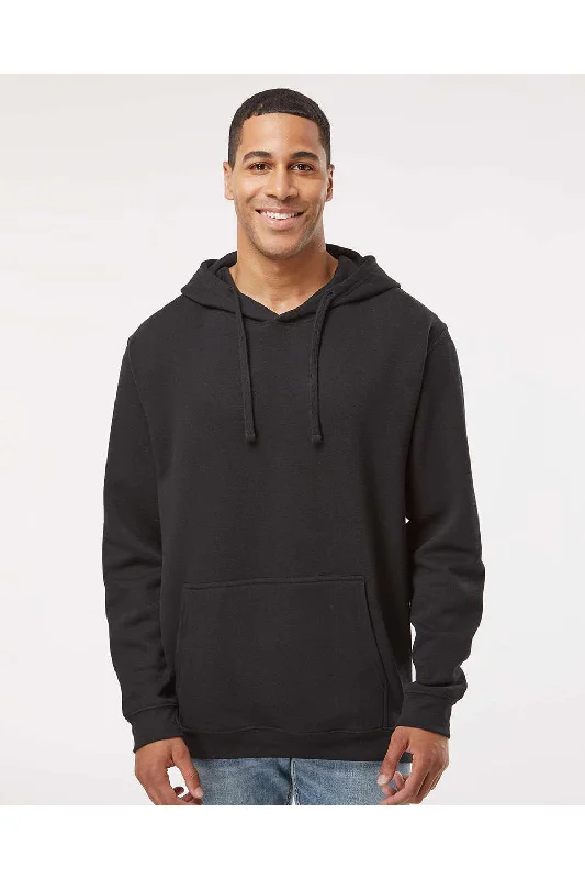 LAT Mens Elevated Fleece Basic Hooded Sweatshirt Hoodie w/ Pouch Pocket - Black