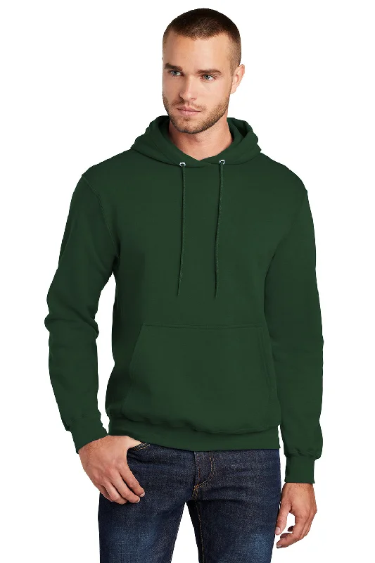 Port & Company Mens Core Pill Resistant Fleece Hooded Sweatshirt Hoodie w/ Pouch Pocket - Dark Green