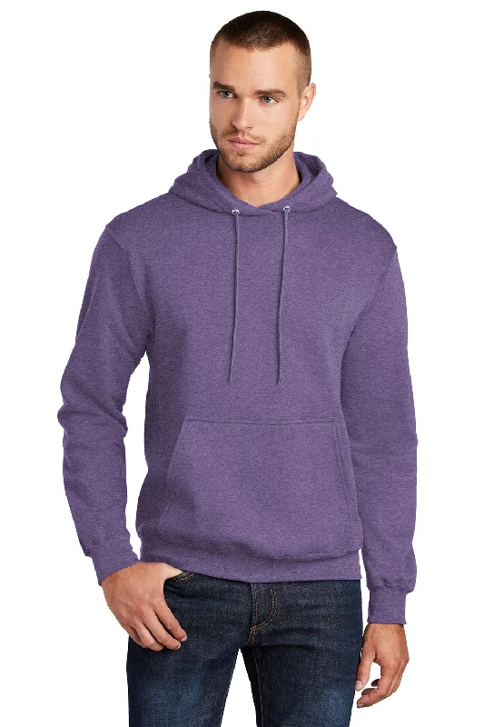 Port & Company Mens Core Pill Resistant Fleece Hooded Sweatshirt Hoodie w/ Pouch Pocket - Heather Purple