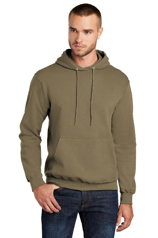 Port & Company Mens Core Pill Resistant Fleece Hooded Sweatshirt Hoodie w/ Pouch Pocket - Coyote Brown