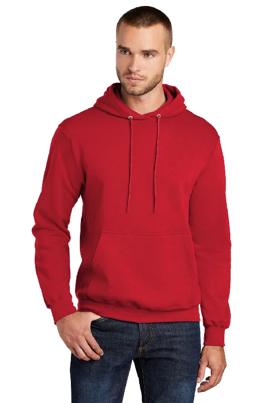 Port & Company Mens Core Pill Resistant Fleece Hooded Sweatshirt Hoodie w/ Pouch Pocket - Red