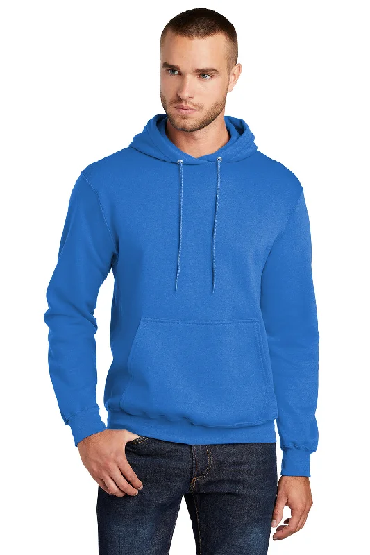 Port & Company Mens Core Pill Resistant Fleece Hooded Sweatshirt Hoodie w/ Pouch Pocket - Royal Blue