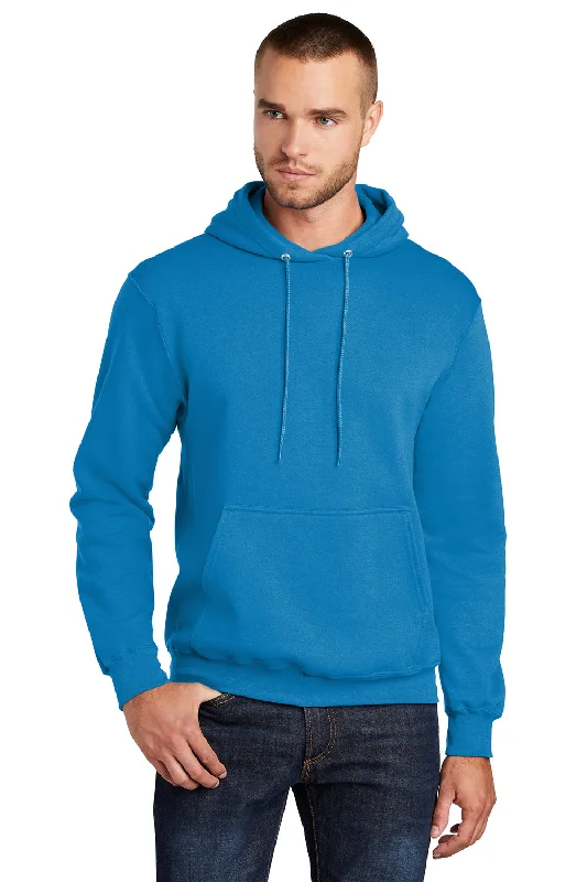 Port & Company Mens Core Pill Resistant Fleece Hooded Sweatshirt Hoodie w/ Pouch Pocket - Sapphire Blue