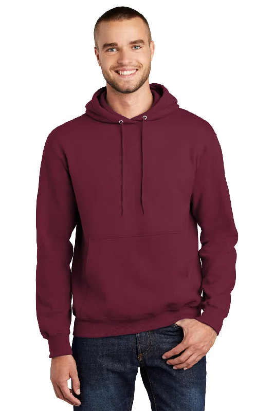 Port & Company Mens Essential Pill Resistant Fleece Hooded Sweatshirt Hoodie w/ Pouch Pocket - Cardinal Red