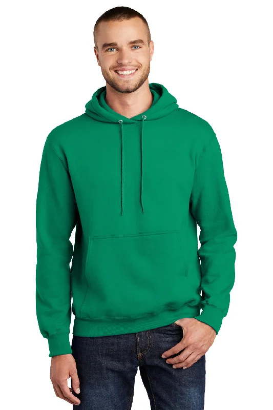 Port & Company Mens Essential Pill Resistant Fleece Hooded Sweatshirt Hoodie w/ Pouch Pocket - Kelly Green