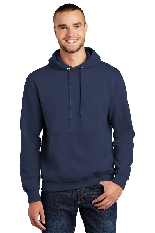 Port & Company Mens Essential Pill Resistant Fleece Hooded Sweatshirt Hoodie w/ Pouch Pocket - Navy Blue