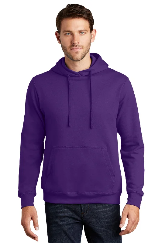 Port & Company Mens Fan Favorite Fleece Hooded Sweatshirt Hoodie w/ Pouch Pocket - Team Purple