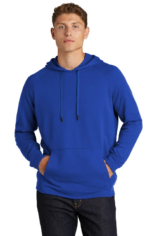 Sport-Tek Mens French Terry Hooded Sweatshirt Hoodie w/ Pouch Pocket - True Royal Blue