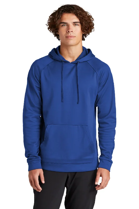 Sport-Tek Mens Re-Compete Fleece Anti Static Hooded Sweatshirt Hoodie w/ Pouch Pocket - True Royal Blue