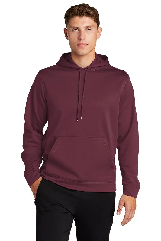 Sport-Tek Mens Sport-Wick Moisture Wicking Fleece Hooded Sweatshirt Hoodie w/ Pouch Pocket - Maroon