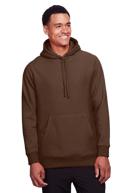 Team 365 Mens Zone HydroSport Fleece Water Resistant Hooded Sweatshirt Hoodie w/ Pouch Pocket - Dark Brown