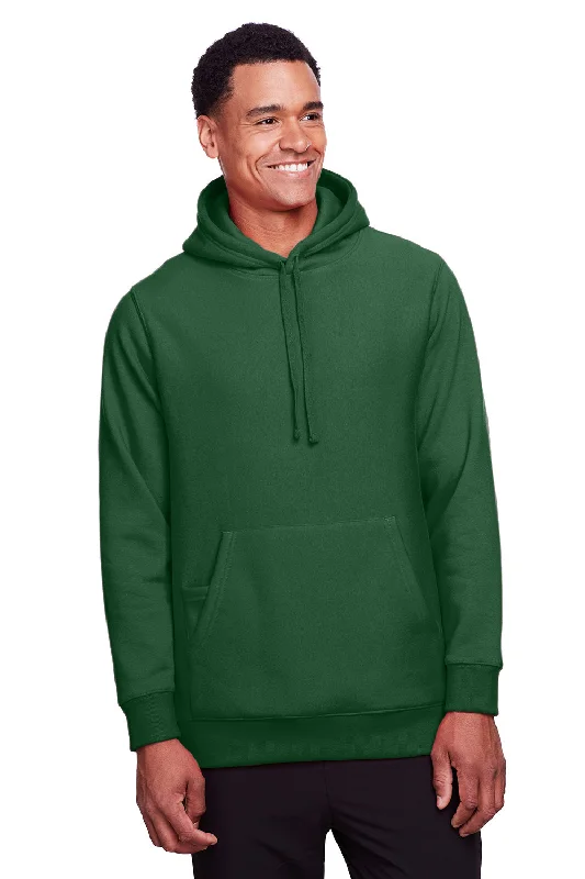 Team 365 Mens Zone HydroSport Fleece Water Resistant Hooded Sweatshirt Hoodie w/ Pouch Pocket - Dark Green