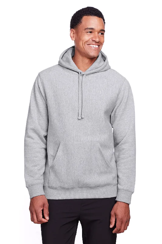 Team 365 Mens Zone HydroSport Fleece Water Resistant Hooded Sweatshirt Hoodie w/ Pouch Pocket - Heather Grey