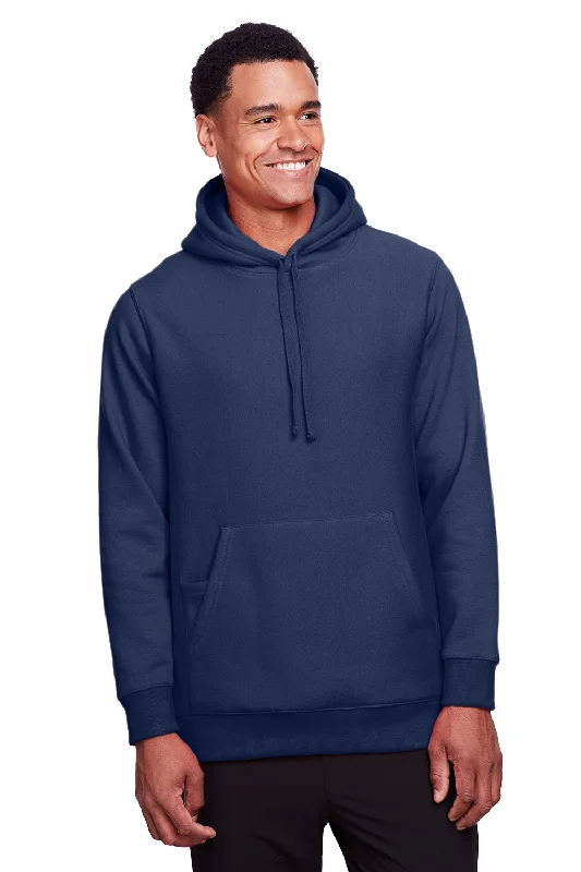 Team 365 Mens Zone HydroSport Fleece Water Resistant Hooded Sweatshirt Hoodie w/ Pouch Pocket - Dark Navy Blue