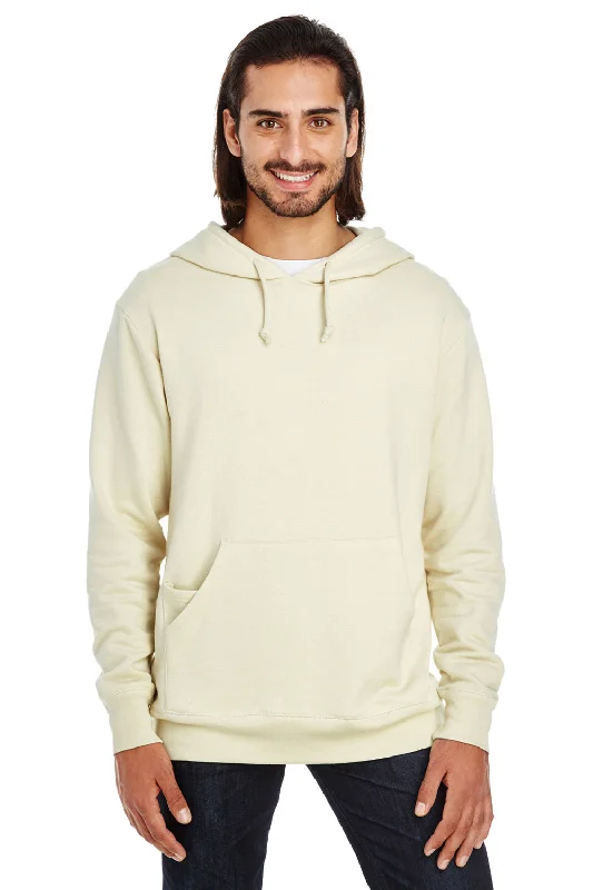 Threadfast Apparel Mens French Terry Hooded Sweatshirt Hoodie w/ Pouch Pocket - Cream - Closeout