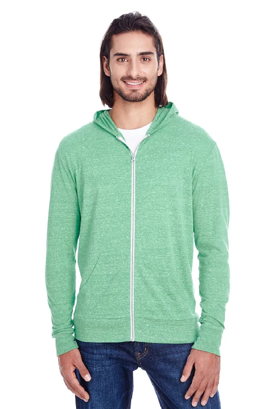 Threadfast Apparel Mens Full Zip Hooded Sweatshirt Hoodie w/ Pockets - Green