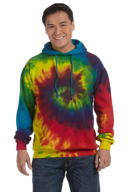 Tie-Dye Mens Hooded Sweatshirt Hoodie w/ Pouch Pocket - Reactive Rainbow